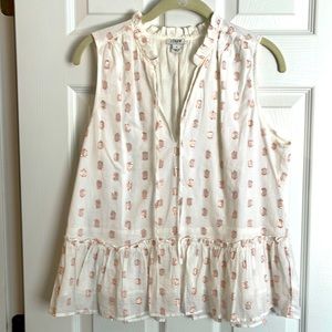 J. Crew pink polka dot peplum top